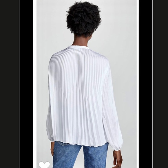 Vince chevron pleated white blouse XS - Picture 4 of 5